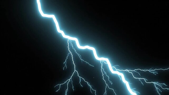 Electric Storm Animation with Blue Lightning Bolts on Black Background, perfect for special