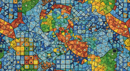 Fototapeta premium Colorful mosaic background with geometric shapes