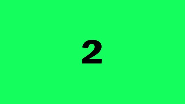 5 to 0 second modern countdown timer animation on green background. Five, Four, three ,two, One, GO!. 5 4 3 2 1 countdown let's go text animation for start