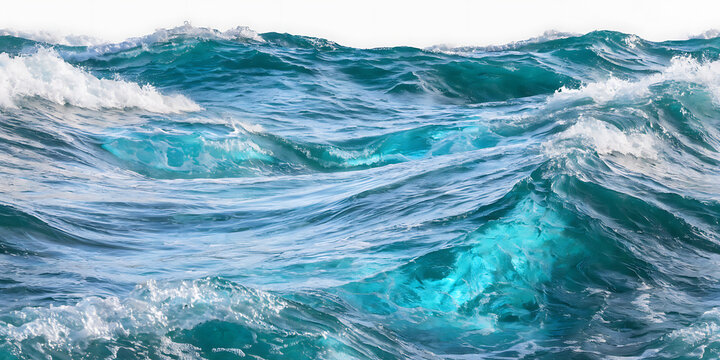 Deep blue sea waves with white foam crests moving in a rhythmic pattern across the vast ocean surface during daytime