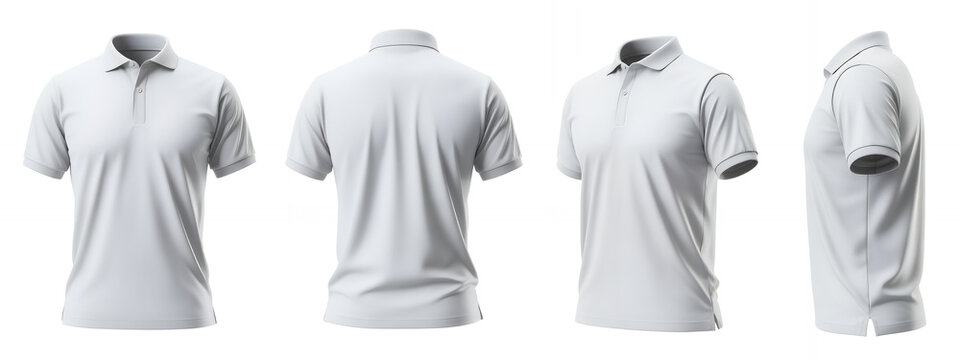 White polo shirt mockup four views front back