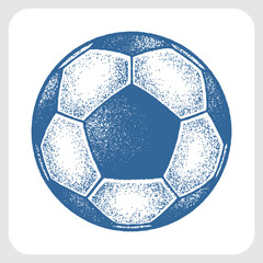 Naklejka premium Detailed Blue Soccer Ball Vector Featuring Artistic Stippling Shading and High Quality Manual Finish.