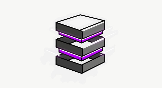Stacked layers of abstract data blocks, representing digital storage and database