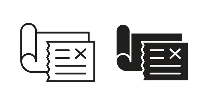Bounced check icon line drawing. Minimalist style icons