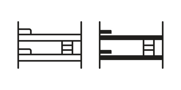 Bunk bed icon line drawing. Minimalist style icons