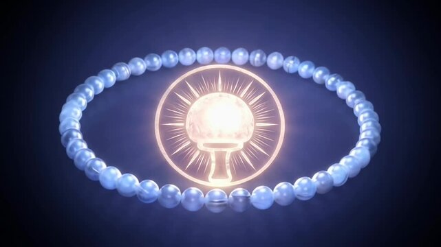 Elegant Hanuman Worship Festival Banner Featuring Sacred Beads and Bright Divine Symbols for Religious Celebrations