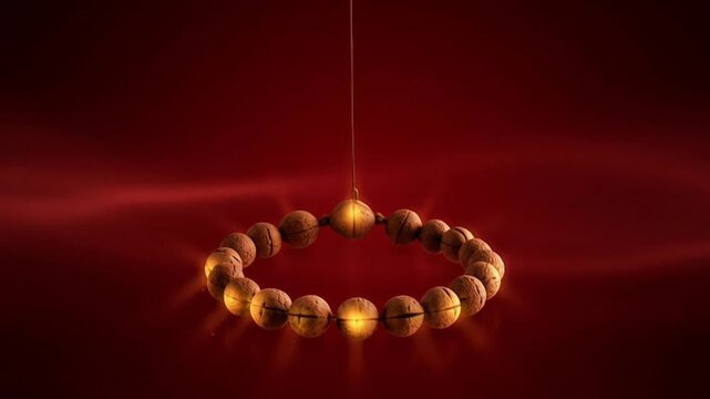 Decorative Hanuman Worship Festival Banner with Sacred Beads and Traditional Elements for Religious Celebrations