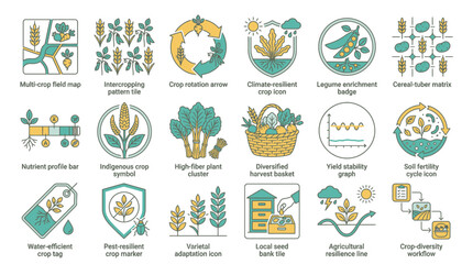 Fototapeta premium The BOA concept features various agriculture and food icons on a graphic design