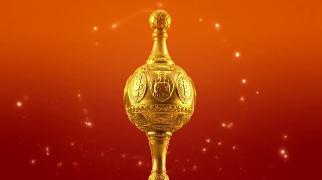 Elegant Hanuman Worship Festival Banner with Golden Emblem and Bright Red Background for Religious Celebrations