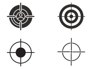 Four different target icons with various designs png isolated on transparent background