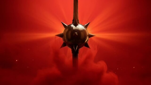 Hanuman Worship Festival Banner Featuring Lord Hanuman s Mace and Traditional Symbols for Religious Celebration