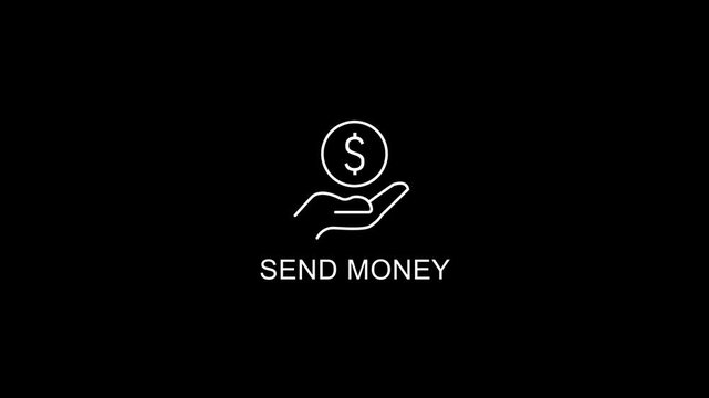 Send money animation hand holding dollar coin financial transaction concept hand holding money payment finance symbol