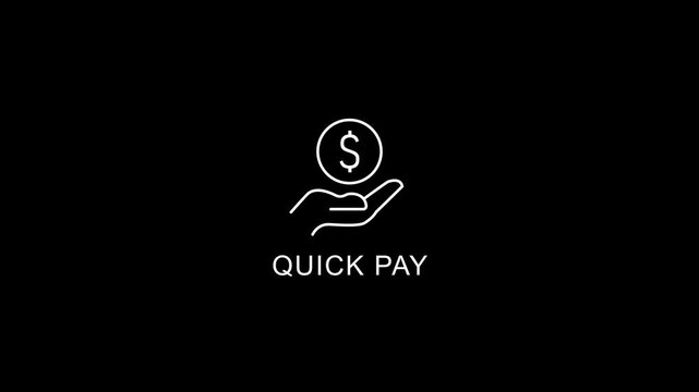 Quick pay concept with hand holding dollar coin on black background fast payment instant payment online payment