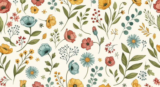 Contemporary flower illustration with bold outlines and soothing pastel tones