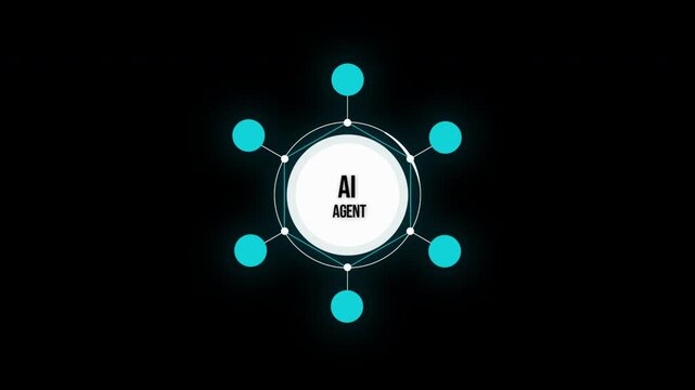 4K Transparent Multi-Agent System Animation. Glowing AI Agent Central Nexus with Autonomous Node Cluster and Neural Connectivity (Alpha Channel)