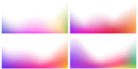 Obraz premium Set of vibrant transparent gradients. Vector templates of bright gradients wave with transparent overlay effect. Decorative soft and vivid gradient. Colourful blur neon.