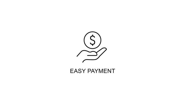 Easy payment concept hand holding dollar coin simple line payment dollar coin hand holding money simple line finance symbol