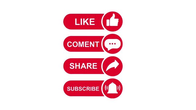 Like share comment subscribe animation on green screen and white background 