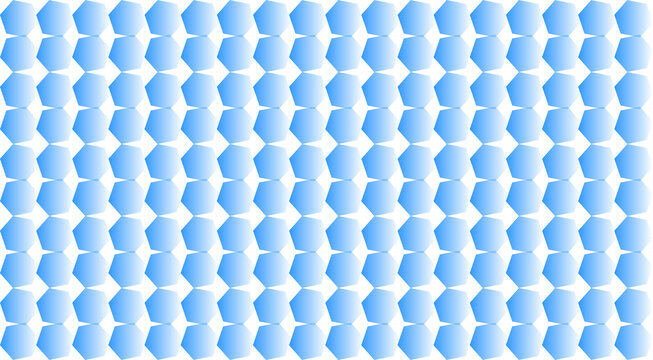Blue gradient hexagon geometric pattern background on white. Blue Geometric Seamless Pattern with Abstract 3D Shapes, Modern Repeating Background