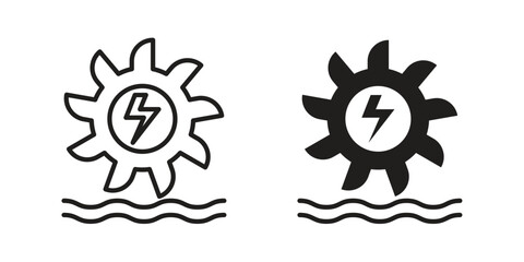 Obraz premium Hydro power icon line drawing. Minimalist style icons