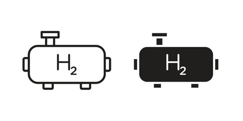 Hydrogen gas tank icon line drawing. Minimalist style icons © Win