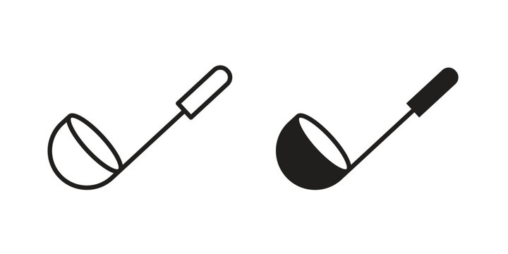 Ladle icon line drawing. Minimalist style icons