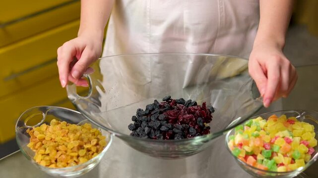 Hand Mixing Sweet Dough for Traditional Festive Baking. High quality 4k footage