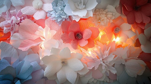 A Harmonious Blend of Illuminated Flowers and Seasonal Decor Evoking Paradoxical Themes in Unity and Conflict