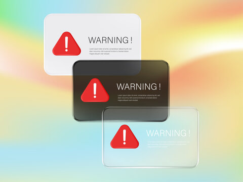 Glassmorphism user interface message for mobile apps or web application Complete or Error pop up notification UI design.