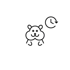 Obraz premium Hamster and clock. Pet routine, daily timed pet activities and veterinary checkups. Pixel perfect, editable stroke vector icon