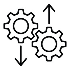 Obraz premium gear process icon with arrows minimal line style workflow automation system update settings symbol business technology vector isolated