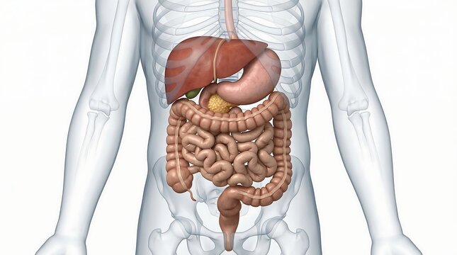 Medical 3D Model of Human Digestive Tract and Internal Organs