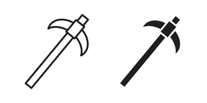 Pick axe icon line drawing. Minimalist style icons