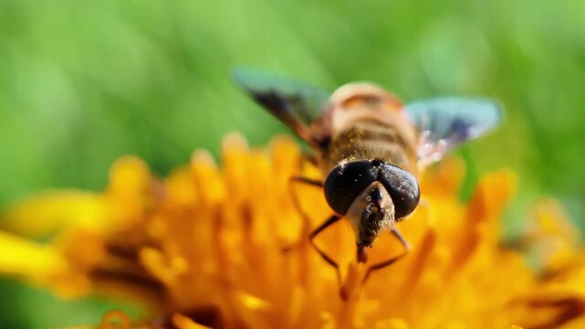 タデ原湿原に咲くハンカイソウと蜂
