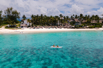 Kayaking on the turquoise waters of Flacq, Mauritius, amidst a tropical paradise