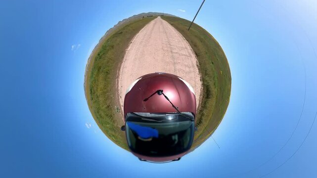 California Super Bloom Wild Flowers Driving Plate Tiny Planet 03 Carrizo Plain National Monument USA