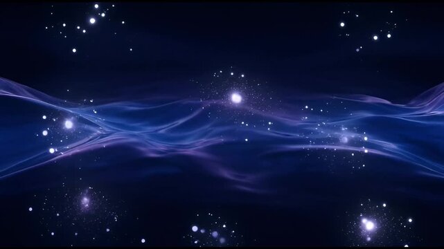 A dark blue and purple space scene with stars and nebulae .mp4