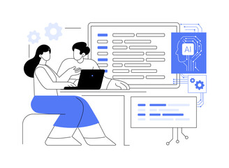 AI Automated Code Review abstract concept vector illustration.