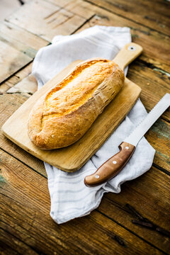 Ciabatta on wooden board