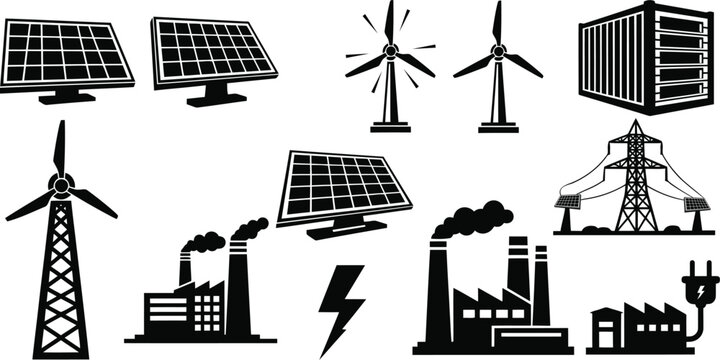 Renewable energy and industrial icons
