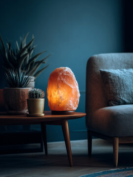 Himalayan Pink Salt Lamp Glowing Ionizing Crystal Interior Decor Mindfulness Relaxation Space Winter Solstice