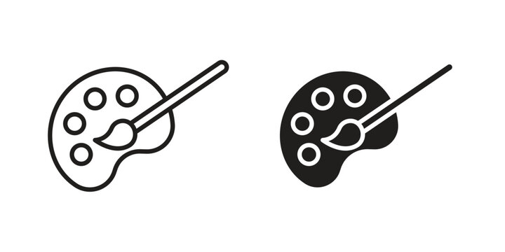 Brush and Palette icon in line design. icon for website design, mobile app, ui