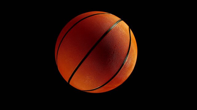 Super Slow Motion of Falling Basketball Ball. Isolated on Black Background. Top View. Filmed on High Speed Cinema Camera, 1000fps.