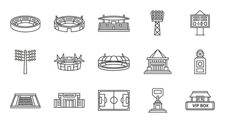 Collection of Stadium Icons - A Variety of Sports Venues. © Putra