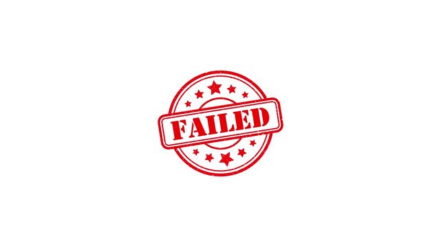 Round seal Failed Rubber Stamp Slide up to down animation. failed rubber stamp motion graphics. texture rubber stamp 4k video footage.
