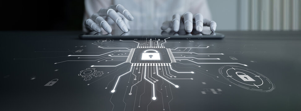 AI safeguarding cyber security system, monitoring threats, analyzing attack patterns, and securing digital infrastructure using intelligent encryption protocols. Latch