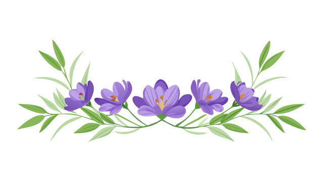Lavender and green leaves floral botanical divider