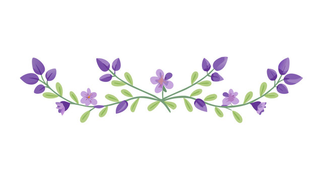 Lavender floral botanical divider with small purple leaves