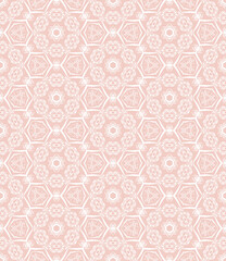 Blush Pink and White Boho Floral Seamless Pattern with Ornamental Medallions