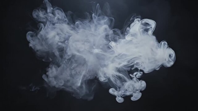 Contrasting white and dark smoke plumes on black background